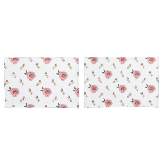 Rosebud Bloom Pillow Cases  Double-Sided Floral  枕カバー (フロントセット)