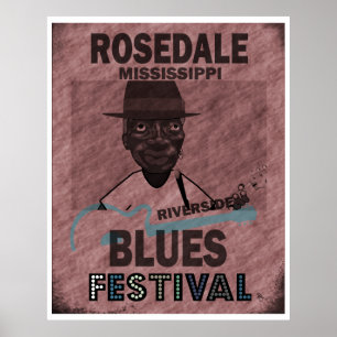 Rosedaleミシシッピーの青のフェスティバルのギター ポスター