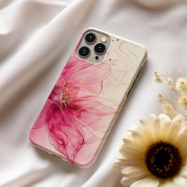 Rosée Élégance Luxury Pink Floral Silk  iPhone 16ケース