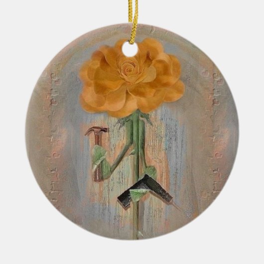 Rosegiftsの大工のばら色のクリスマスのオーナメント セラミックオーナメント (正面)