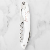 rosegoldのコルクせん抜きの名前入りな結婚式 ソムリエナイフ (正面)