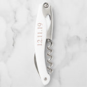 rosegoldのコルクせん抜きの名前入りな結婚式 ソムリエナイフ (裏面)