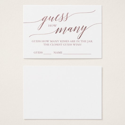 RoseGoldエレガント書道は数キスを推測 (正面&裏面)