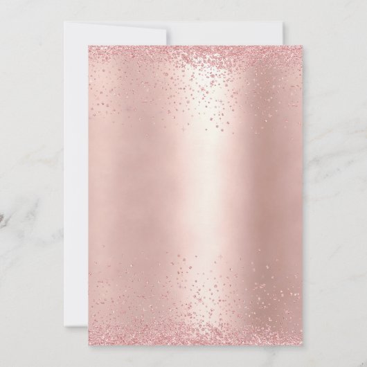 Rosegoldモダン Glitzer「Bride To Be」写真 招待状 (裏面)