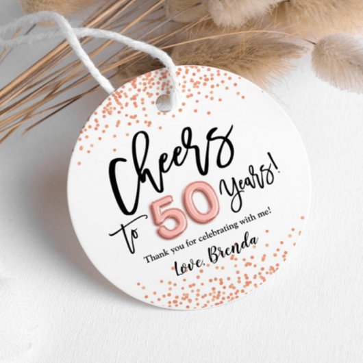 RoseGold紙吹雪応援から50年メッセージカード フェイバータグ