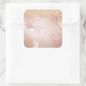 Rosegold赤面大理石と金ゴールドグリッター液滴 スクエアシール (バッグ)