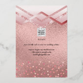 ROSEGOLD 実在 FOIL All-in-1のQRコー結婚ドグラム 箔招待状 (裏面)