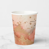 RoseGold Earthone Water Color 結婚's Glitz 紙コップ (左)