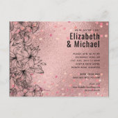 Rosegold Metallicの結婚グリッター外観 インビテーションポストカード (正面)
