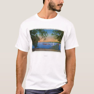 Roseland公園場面の帆そしてモーターボート Tシャツ