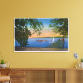 Roseland Park Sceneで帆とモーターボート キャンバスプリント (インサイチュ (リビング))