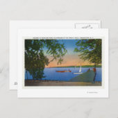 Roseland Park Sceneで帆とモーターボート ポストカード (正面/裏面)