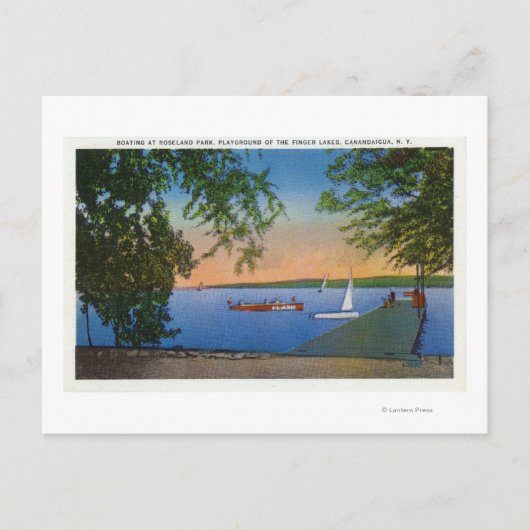 Roseland Park Sceneで帆とモーターボート ポストカード (正面)