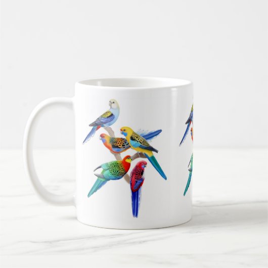 Rosellaはマグをオウム返しします コーヒーマグカップ (左)