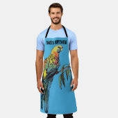 Rosella Parrot Birds Blue Pattern Mens Dads Apron エプロン (着用した状態)