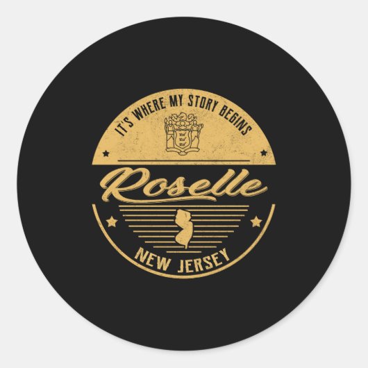 Roselle New Jersey Its Where My Story Begins ラウンドシール (正面)
