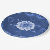 Rosemalingの青および白い紙皿 ペーパープレート (アングル)