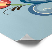 Rosemaling Blue and Red ポスター (角)