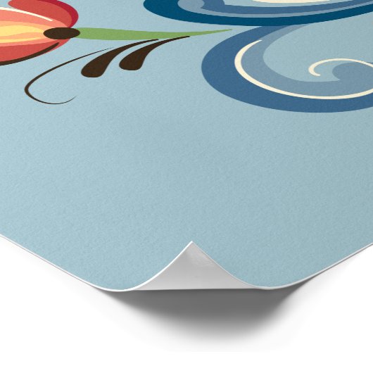 Rosemaling Blue and Red ポスター (角)