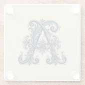  Rosemaling Monogram Prussian Blue ガラスコースター (裏面)