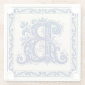 Rosemaling Monogram-Prussian Blue ガラスコースター (裏面)