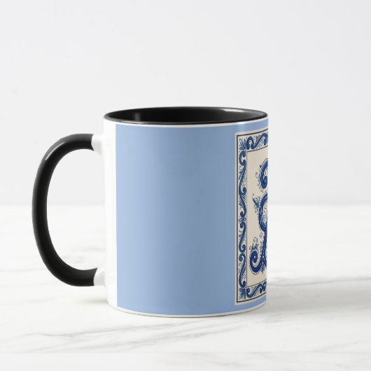 Rosemaling Monogram Prussian Blue マグカップ (左)