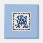 Rosemaling Monogram Prussian Blue マグネット (正面)