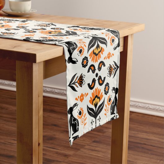 Rosemaling Norwegian Folk Art ショートテーブルランナー (インサイチュ)