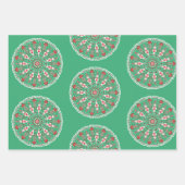 Rosemaling vintage ornaments mandala in teal  ラッピングペーパーシート (正面2)