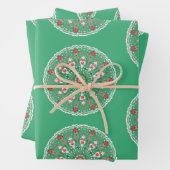 Rosemaling vintage ornaments mandala in teal  ラッピングペーパーシート (インサイチュ)