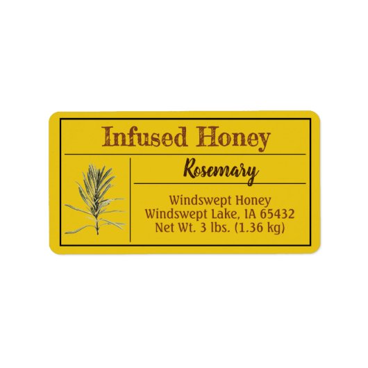 Rosemary Herb Infused Honey Jar ラベル (正面)