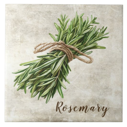 Rosemary Rustic Herbs  Faux Ceramic Tile タイル (正面)