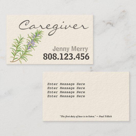 Rosemary Sage：介護者の名刺 名刺 (正面/裏面)