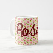 Rosen Muster rosa pink コーヒーマグカップ (正面左)