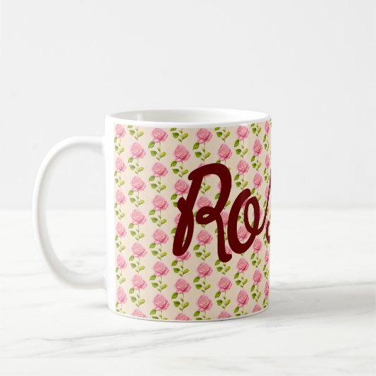 Rosen Muster rosa pink コーヒーマグカップ (左)