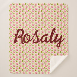Rosen Muster rosa pink シェルパブランケット