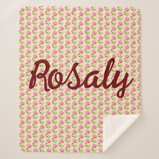 Rosen Muster rosa pink シェルパブランケット (正面)