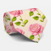 Rosen Muster rosa pink ネクタイ (ロール)