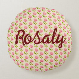 Rosen Muster rosa pink ラウンドクッション
