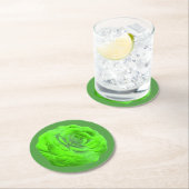 Rosenblüte in Grün, 3D-Optik - ラウンドペーパーコースター (インサイチュ)