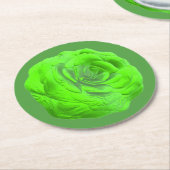 Rosenblüte in Grün, 3D-Optik - ラウンドペーパーコースター (アングル)