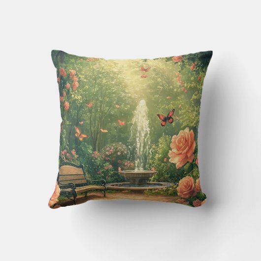 Rosengarten mit Springbrunnen クッション (裏面)