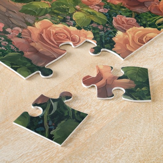 Rosengarten mit Springbrunnen im Sommer ジグソーパズル (側面)