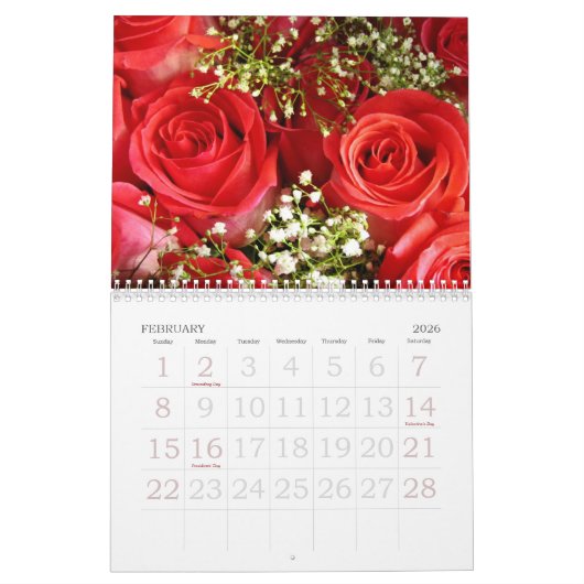 Roses 2018 Custom Calendar カレンダー (2月 2026)