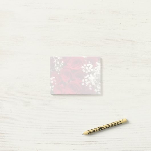 Roses and Baby's Breath Post-It notes ポストイット (デスク上)