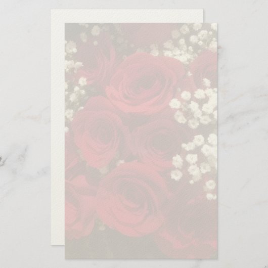 Roses and Baby's Breath Stationery 便箋 (正面/裏面)