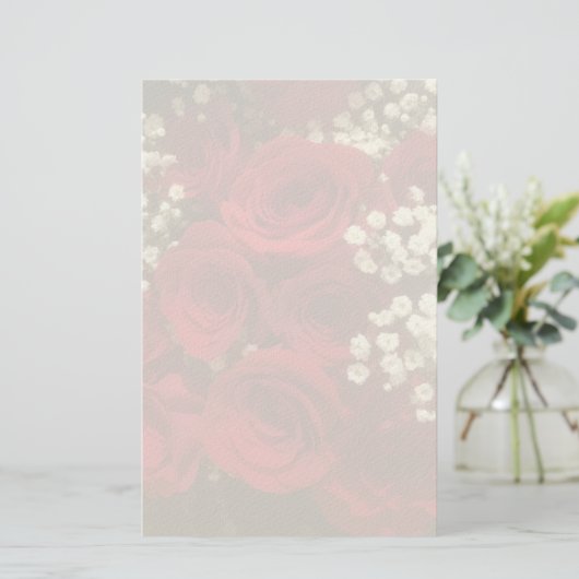 Roses and Baby's Breath Stationery 便箋 (スタンド正面)