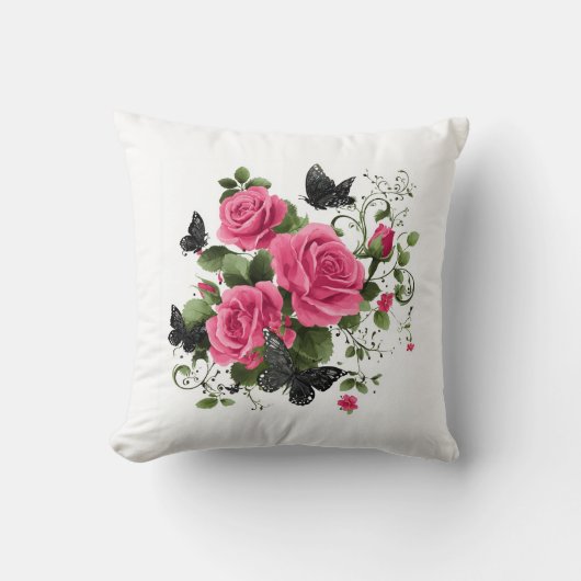 Roses and Butterflies クッション (正面)