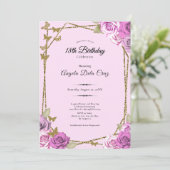 Roses and Butterflies Pink 18th Debut Birthday 招待状 (スタンド正面)