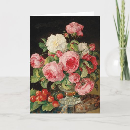 Roses and cherries oil painting カード (正面)